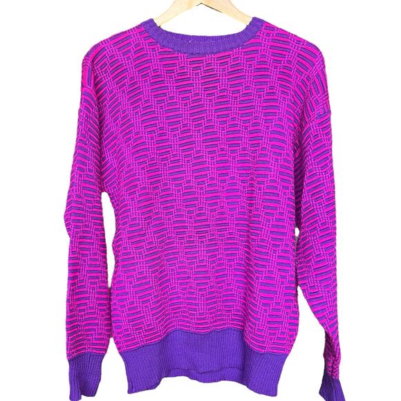 Tyrolia By Head Vintage Wool Blend Pullover Geometric Pink Knit Ski Sweater M - Picture 1 of 5